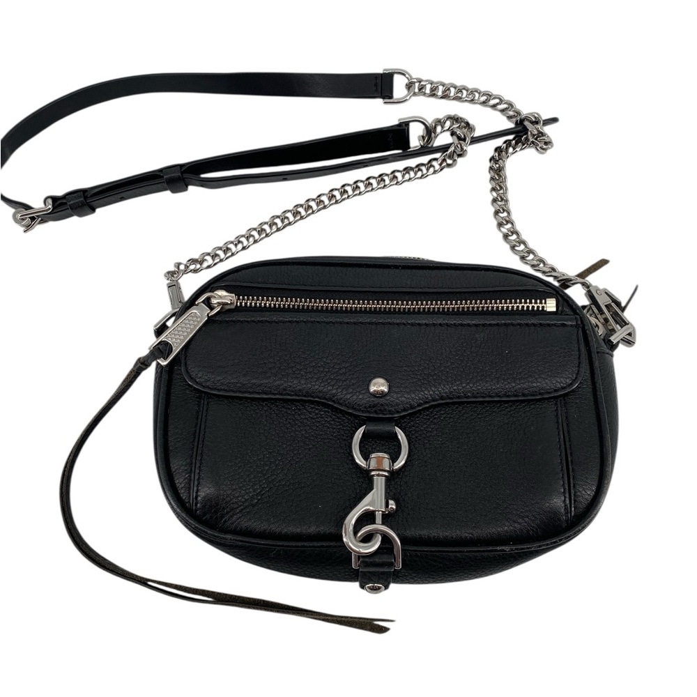 Rebecca Minkoff Blythe Black Leather Crossbody Bag Silver Hardware